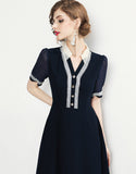 Navy Scabiosa Dress