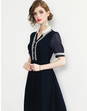 Navy Scabiosa Dress