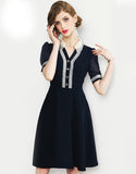 Navy Scabiosa Dress